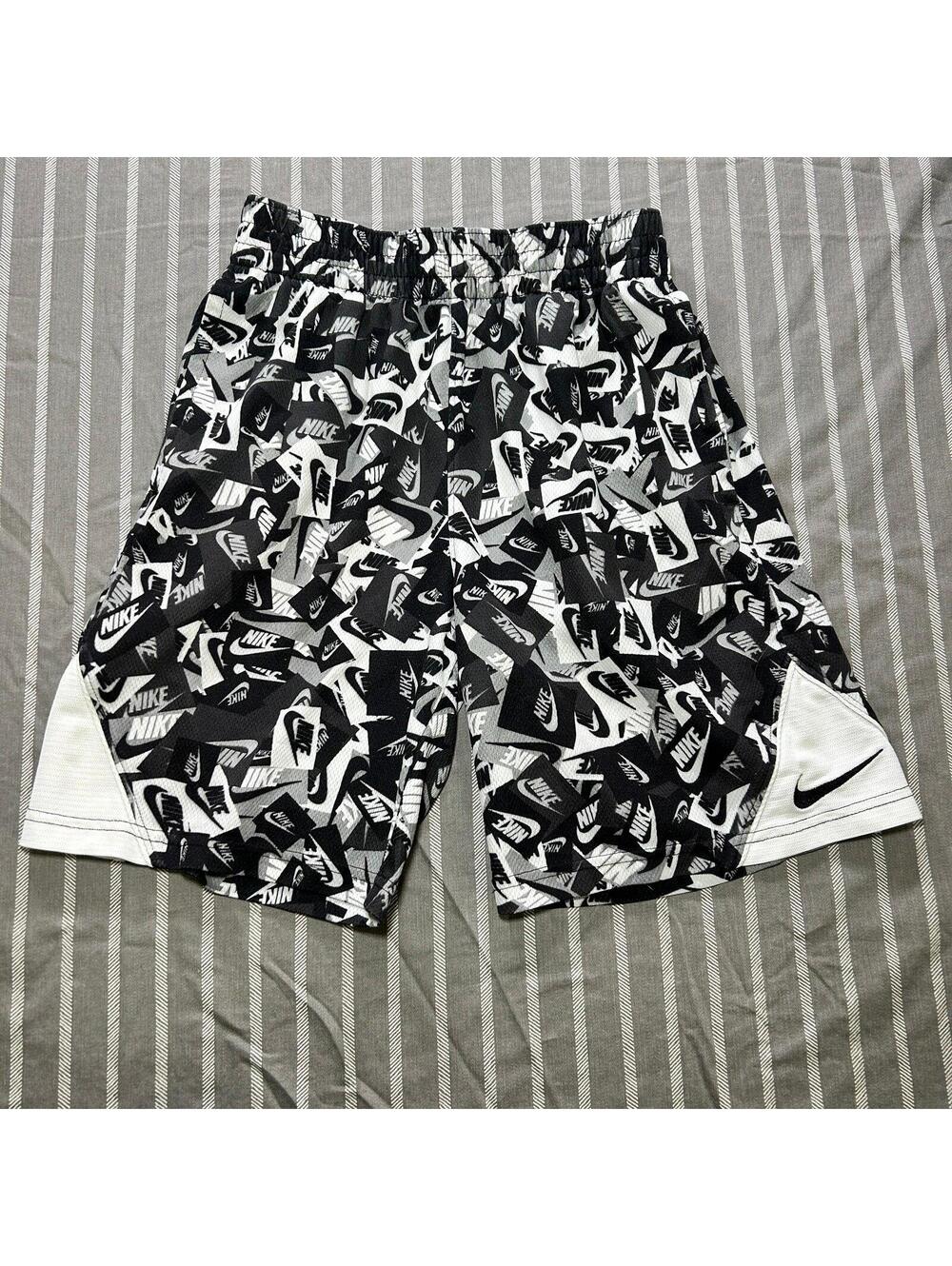 Nike Dri-Fit Standard Fit Youth M Black & White multiple logos